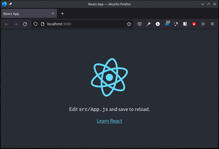 Welcome screen from React